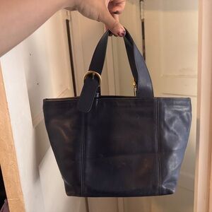 Coach Black Leather Tote Bag with Structured Design